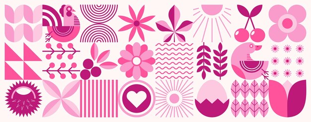 Vibrant Floral Patterns and Geometric Shapes in Pink Hues | Jiffy Designs