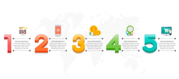 Vibrant Infographic Numbers on Global World Map Background | Jiffy Designs