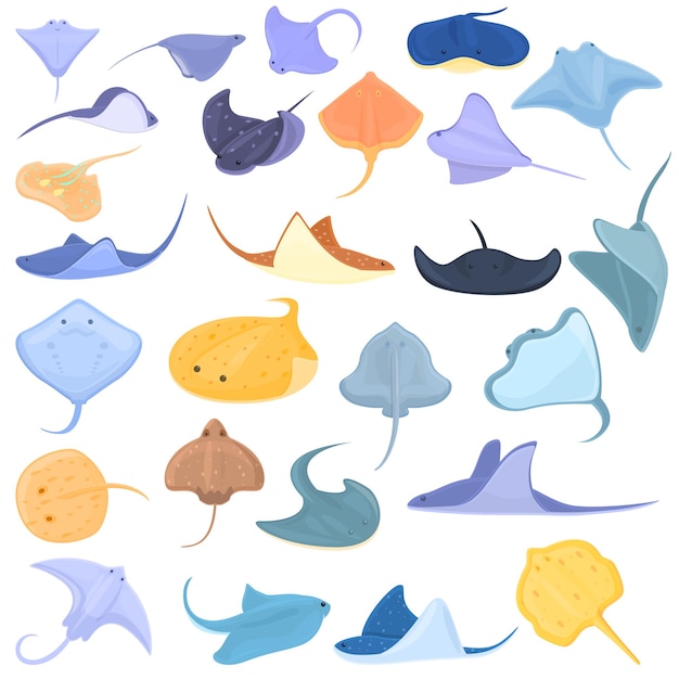 Vibrant Collection of Whimsical Stingray and Manta Ray Illustrations ...