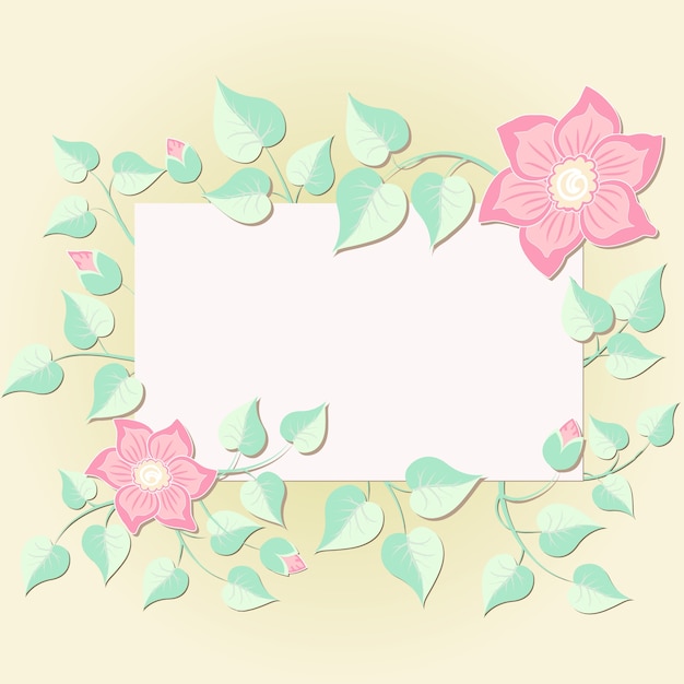 Watercolor Floral Frame with Pink Blooms and Mint Leaves | Jiffy Designs