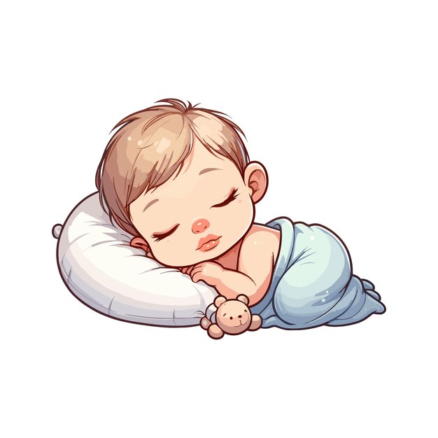Cute baby boy sleeping vector illustration | Jiffy Designs