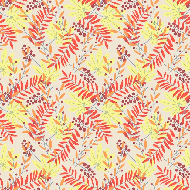 Vibrant Autumn Foliage Pattern with Leaves and Berries | Jiffy Designs
