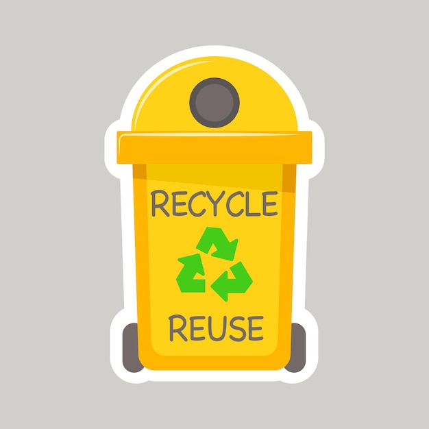 Vibrant Yellow Recycling Container with Iconic Symbols | Jiffy Designs
