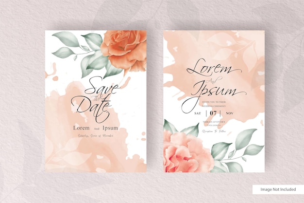 Elegant Floral Wedding Invitation with Peach Roses | Jiffy Designs