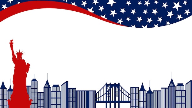 Iconic New York City Skyline Framed by American Flag | Jiffy Designs