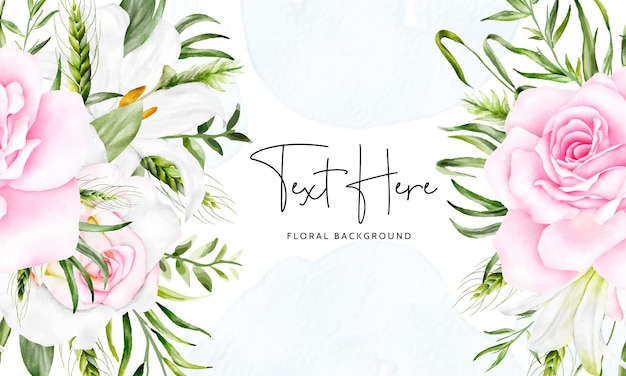 Elegant Floral Frame with Delicate Pink Roses and Greenery | Jiffy Designs