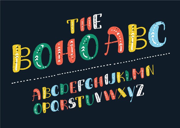 Vibrant and Quirky Alphabet with Dashed Underline | Jiffy Designs