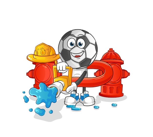 Cheerful Soccer Ball Fireman with Hydrant and Hose | Jiffy Designs