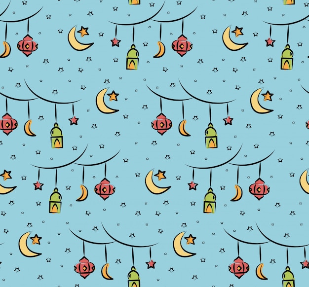 Whimsical Ramadan Lanterns and Crescent Moon Pattern | Jiffy Designs