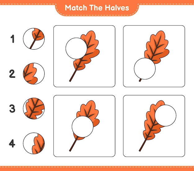 Vibrant Oak Leaves: Match the Halves | Jiffy Designs
