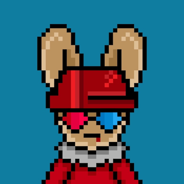 Vibrant Pixel Art Rabbit in Red Attire | Jiffy Designs