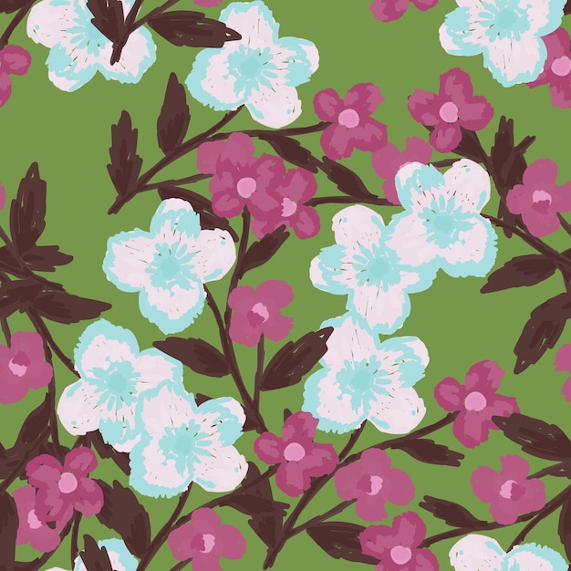 Vibrant Floral Pattern with Delicate Blossoms and Leaves | Jiffy Designs