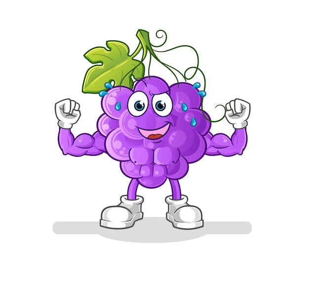 Muscular Grape Mascot Flexing Its Strength | Jiffy Designs