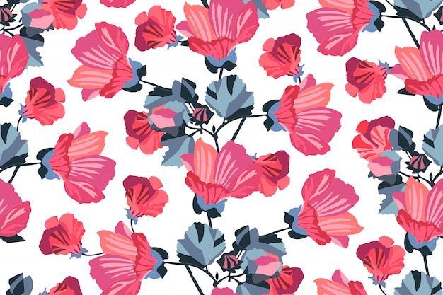 Vibrant Floral Pattern with Lush Red Hibiscus Blooms | Jiffy Designs
