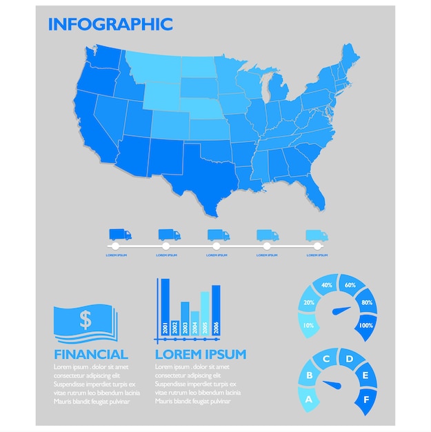 Detailed United States Map with Financial Infographic Elements | Jiffy ...