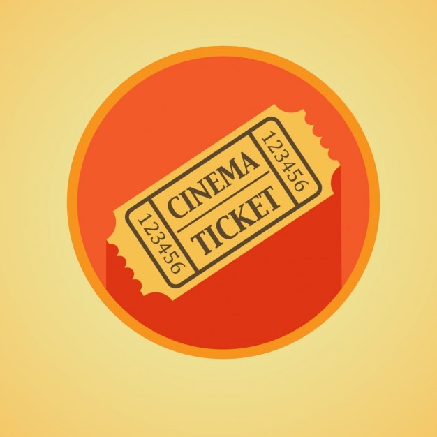 Vintage Cinema Ticket Icon with Orange Sun Background | Jiffy Designs
