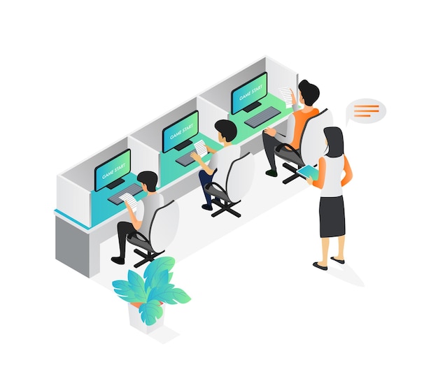 Vibrant Computer Lab Scene with Engaged Students | Jiffy Designs