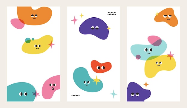 Whimsical Shapes and Faces: A Vibrant Illustration | Jiffy Designs
