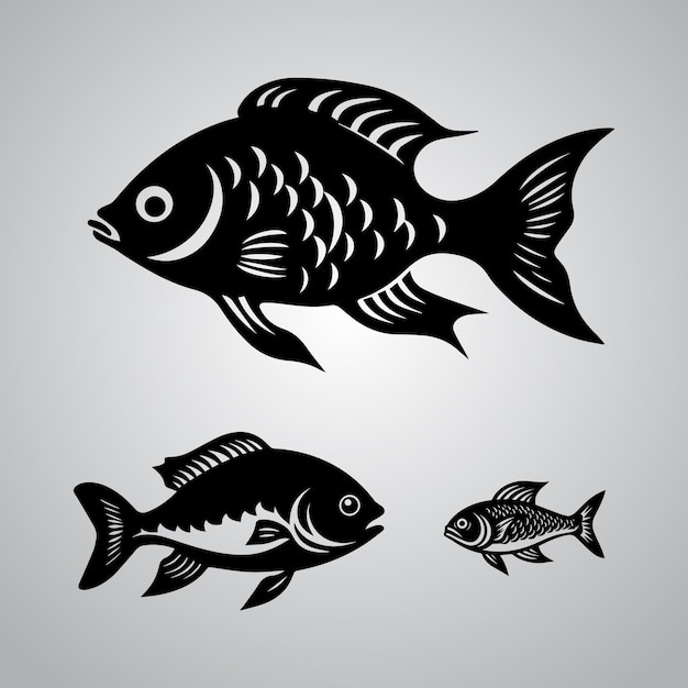 Diverse Collection of Stylized Fish Silhouettes | Jiffy Designs