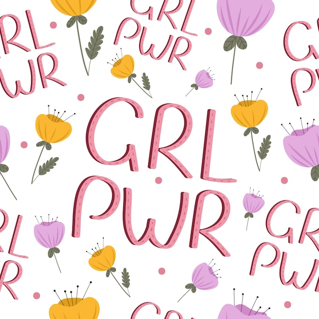 Vibrant Floral Pattern with Empowering Girl Power Lettering | Jiffy Designs