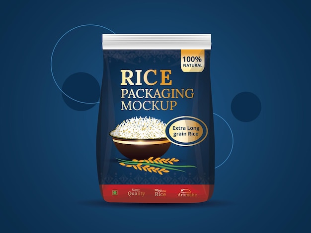 Realistic Rice Packaging with Vibrant Branding and Imagery | Jiffy Designs