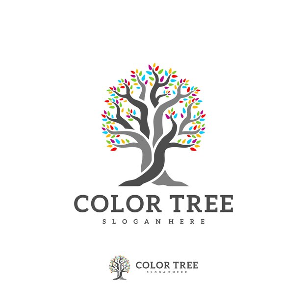 Vibrant Tree with Colorful Leaves and Branches Logo | Jiffy Designs