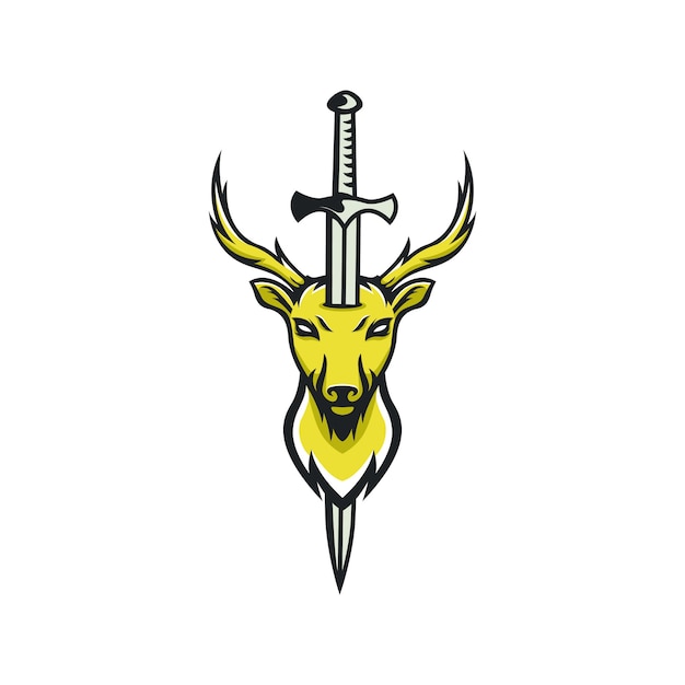 Majestic Stag with Sword, Dramatic Illustration | Jiffy Designs