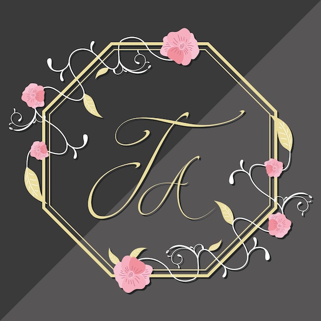 Elegant Floral Frame with Monogram Letter 'A' | Jiffy Designs