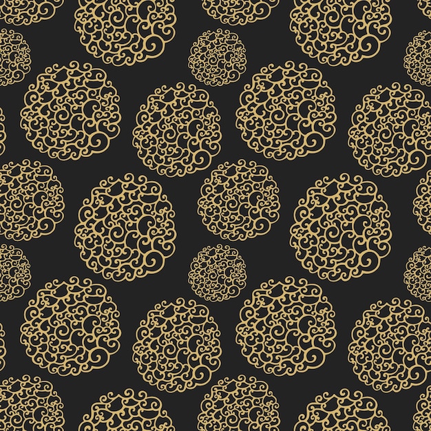 Captivating Golden Spherical Patterns on Ebony Background | Jiffy Designs