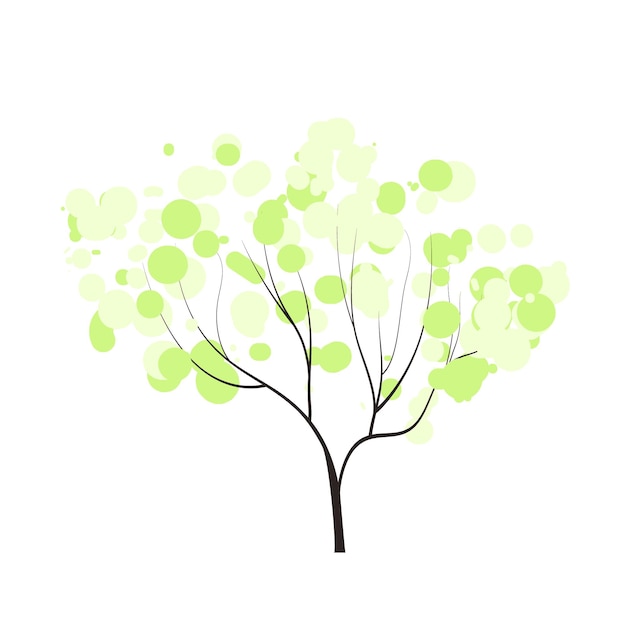 Stylized Green Tree with Abstract Foliage and Branches | Jiffy Designs
