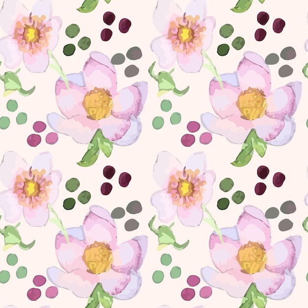 Vibrant Floral Pattern with Pastel Blooms and Lush Foliage | Jiffy Designs
