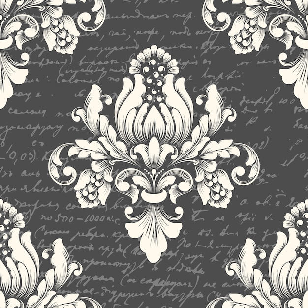 Elegant Floral Damask Pattern with Handwritten Script | Jiffy Designs