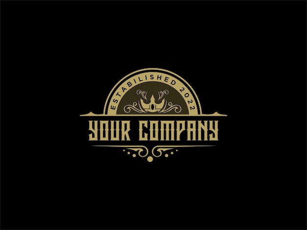 Vintage Crown Emblem with Ornate Flourishes and Company Name | Jiffy ...