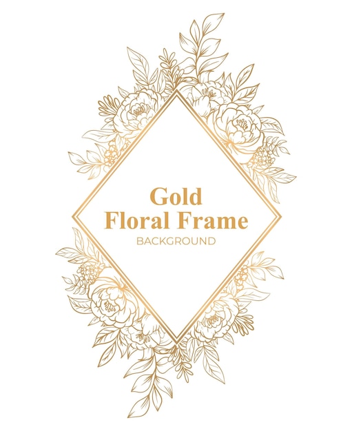 Elegant Gold Floral Frame with Ornate Rose Illustrations | Jiffy Designs
