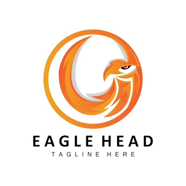 Majestic Eagle Head Emblem in Vibrant Orange Hues | Jiffy Designs