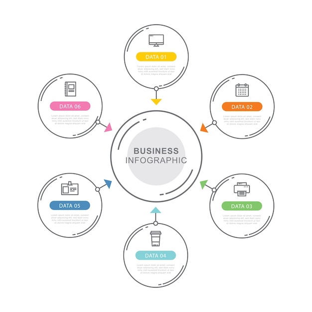 Vibrant Business Infographic with Circular Layout and Icons | Jiffy Designs