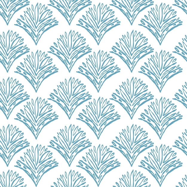 Elegant Aqua Floral Pattern with Stylized Leaves | Jiffy Designs