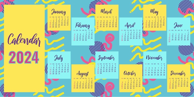 Vibrant 2024 Calendar with Playful Geometric Patterns | Jiffy Designs