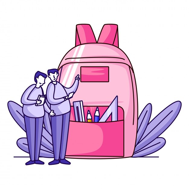 Vibrant Pink Backpack with Stationery Supplies | Jiffy Designs