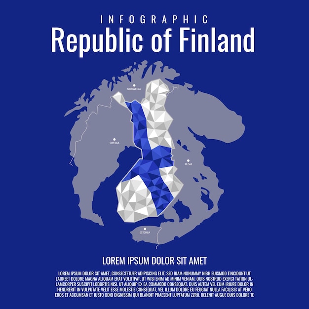 Detailed map of Finland with national flag motif | Jiffy Designs