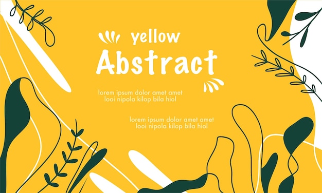 Vibrant Yellow Abstract with Flowing Foliage Elements | Jiffy Designs