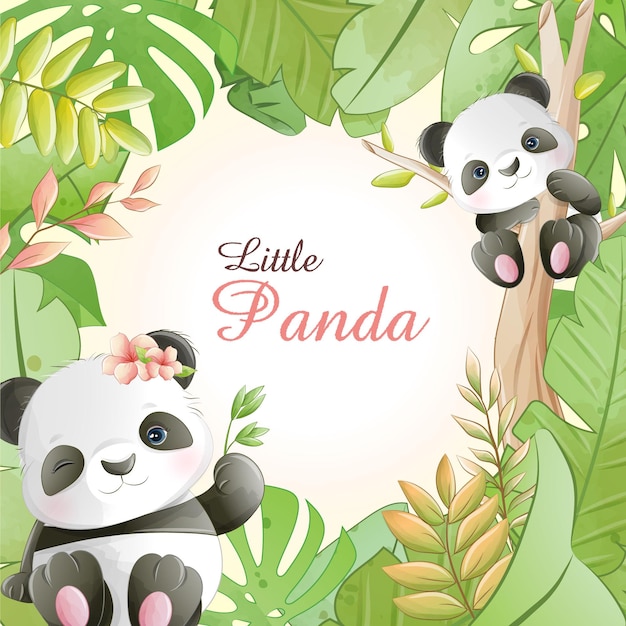 Adorable Panda Cubs Framed by Lush Tropical Foliage | Jiffy Designs
