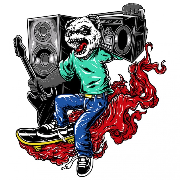 Raging Rocker with Fiery Aura and Booming Speakers | Jiffy Designs