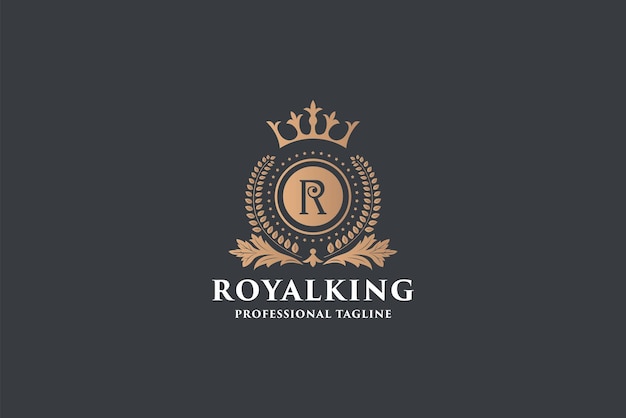 Regal Emblem with Laurel Wreath and Crown | Jiffy Designs