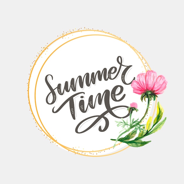 Vibrant Floral Frame with Handwritten 'Summer Time' Text | Jiffy Designs