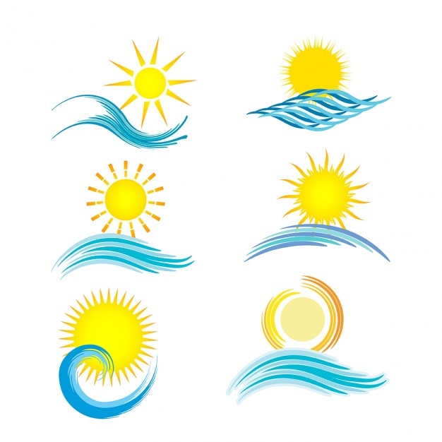 Vibrant Sun and Wave Icon Collection with Diverse Designs | Jiffy Designs