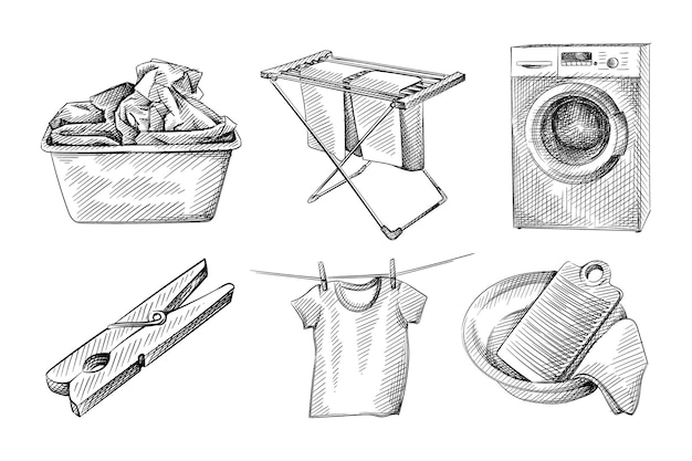 Everyday Laundry Essentials: Basket, Drying Rack, and Washing Machine ...