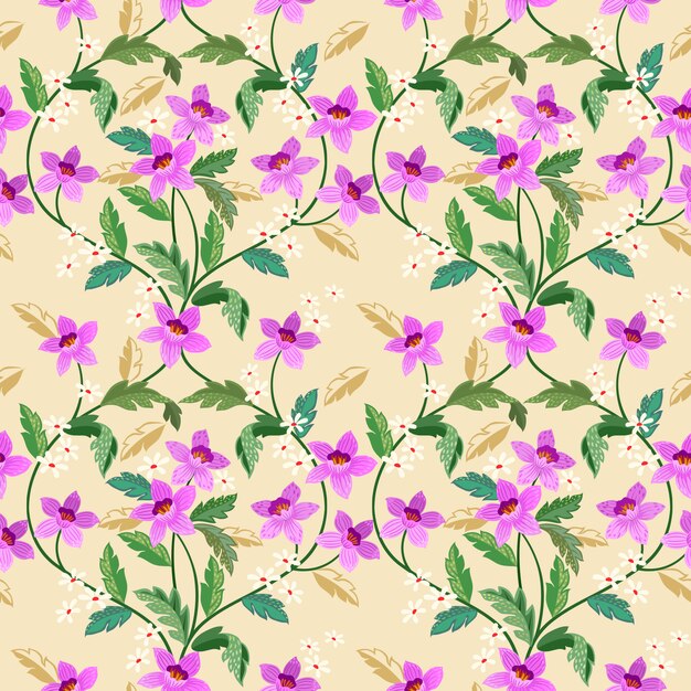 Vibrant Floral Pattern with Whimsical Blooms and Leaves | Jiffy Designs