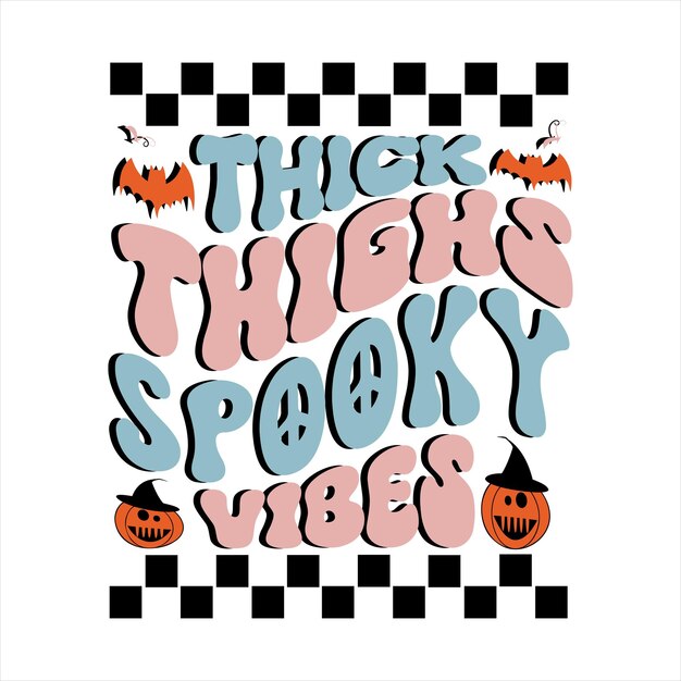 Spooky Retro Lettering with Pumpkins and Checkered Pattern | Jiffy Designs