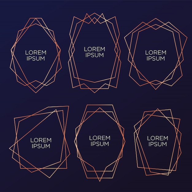 Elegant Geometric Frames with Metallic Copper Outlines | Jiffy Designs